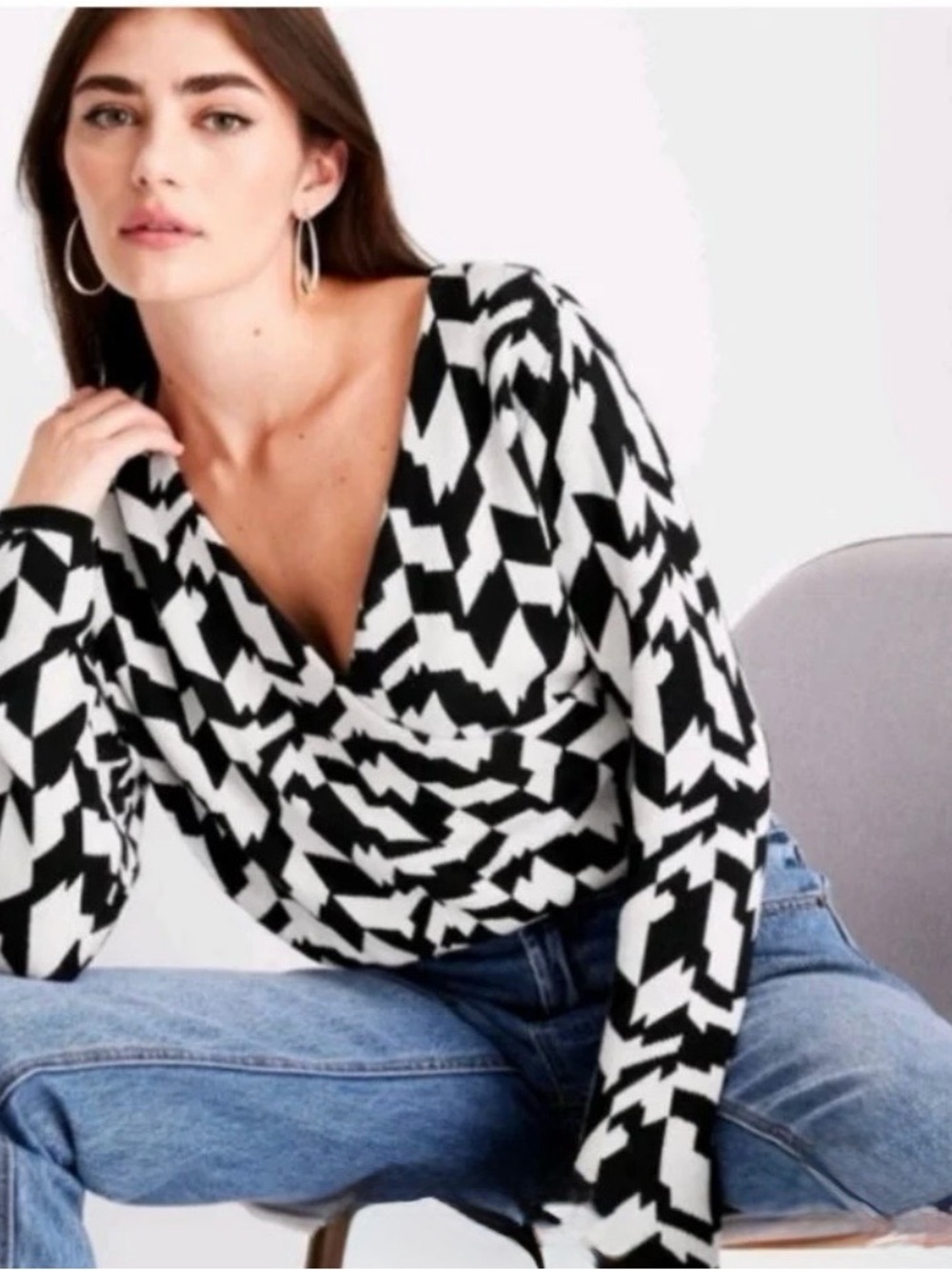 Future Collective Kahlana Barfield Brown - Asymmetrical Pullover Crop Sweater - Picture 2 of 9